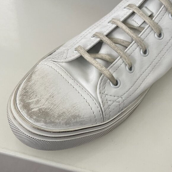 YSL Saint Laurent 561240 White Distressed Men's High Top Sneakers Shoes 46 - Picture 2 of 12